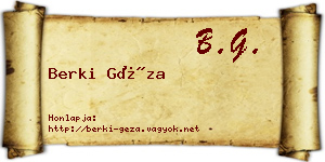 Berki Géza névjegykártya