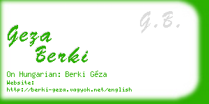 geza berki business card