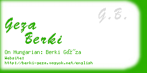 geza berki business card